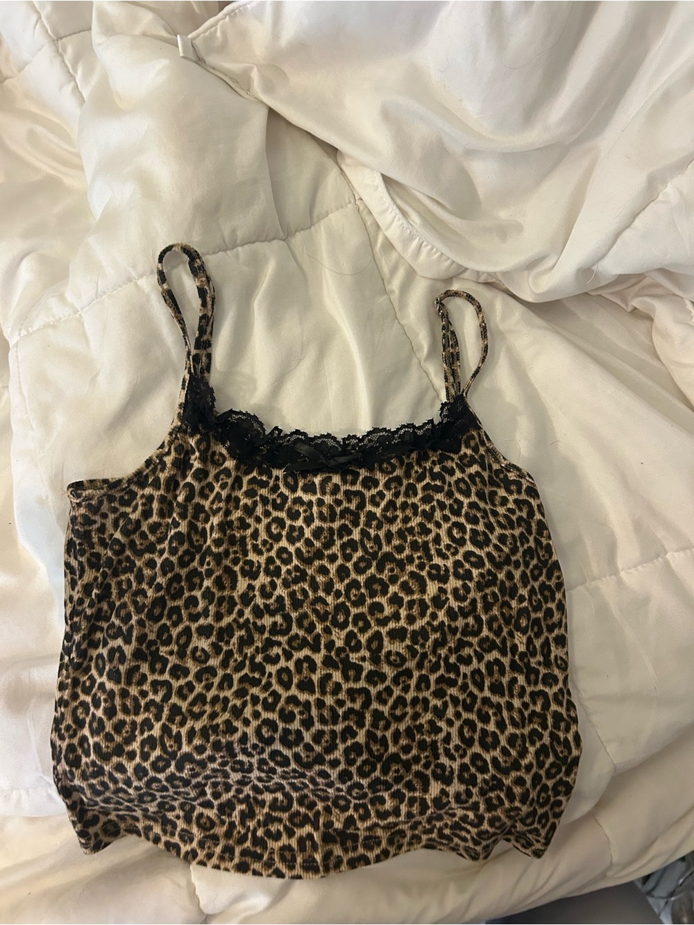 Leopard Lace-Trim Bandeau Cami in Brown & Black